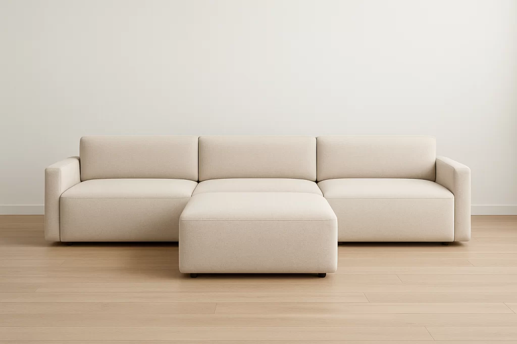 Divano componibile minimal con pouf completo